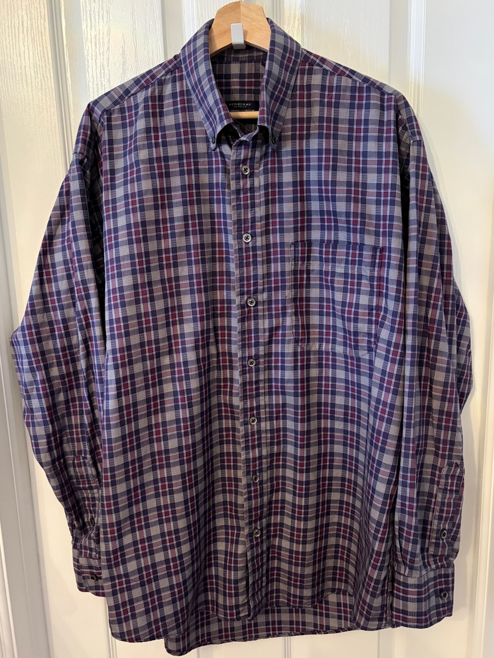Burberry London Men's Plaid Button-Down — Size L